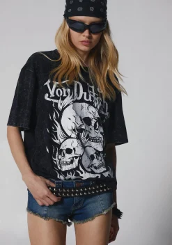 Dolls Kill x Von Dutch Tops*Skull Graphic Oversized Tee