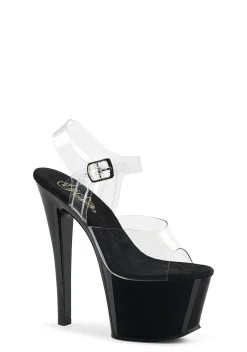 Pleaser Sandals*Sky-308 Clear Strap Sandals - Clear