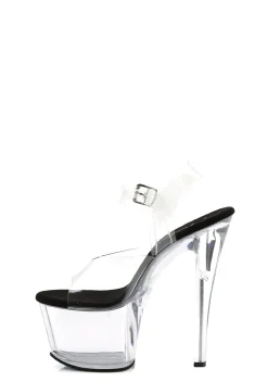 Pleaser Platforms|Heels*Sky-308 Clear Strap Sandals - White
