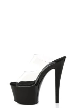 Pleaser Heels|Sandals*Sky-302 Two-Band Platform Slides - Black