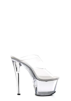 Pleaser Heels|Sandals*Sky-302 Two-Band Platform Slides - Clear