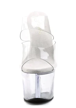 Pleaser Heels|Sandals*Sky-302 Two-Band Platform Slides - Clear