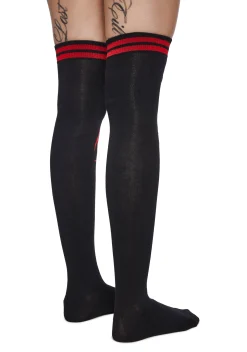 Dolls Kill x Slipknot Socks & Tights*Slipknot Fan Thigh High Socks - Red