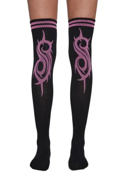 Dolls Kill x Slipknot Socks & Tights*Slipknot Fan Thigh High Socks - Pink