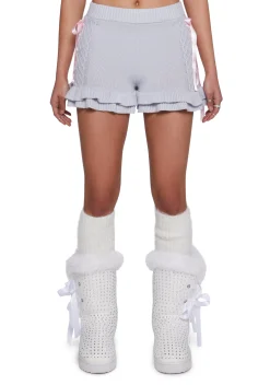 Sugar Thrillz Bottoms|Shorts*Snowy Daydreams Cable Knit Shorts