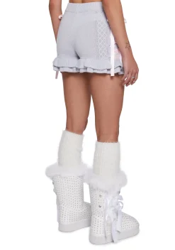 Sugar Thrillz Bottoms|Shorts*Snowy Daydreams Cable Knit Shorts