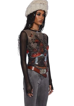 Current Mood Tops*So Curious Mesh Top