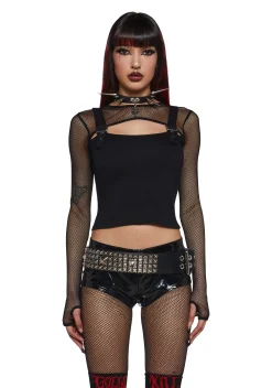 Widow Tops|Plus*So Long Sorrow Fishnet Long Sleeve Top