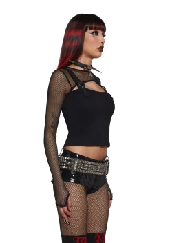 Widow Tops|Plus*So Long Sorrow Fishnet Long Sleeve Top