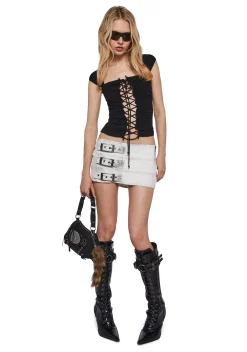 Generation Kiss Bottoms|Skirts*Sofie Belted Skirt - White