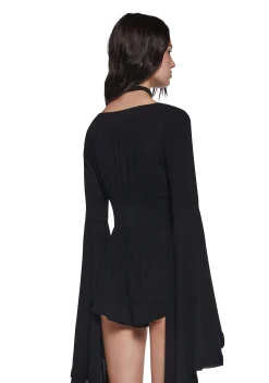 Current Mood Jumpsuits & Rompers|Plus*Soulful Bliss Long Sleeve Romper - Black