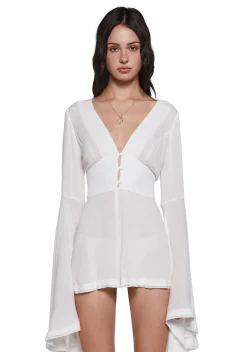 Current Mood Jumpsuits & Rompers|Plus*Soulful Bliss Long Sleeve Romper - Off White