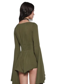 Current Mood Jumpsuits & Rompers|Plus*Soulful Bliss Long Sleeve Romper - Green