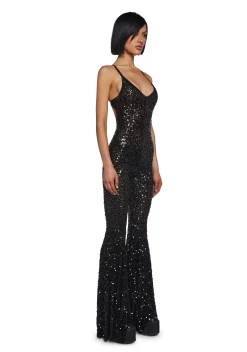 Club Exx Jumpsuits & Rompers|Plus*Sparkle Nights Sequin Jumpsuit- Black