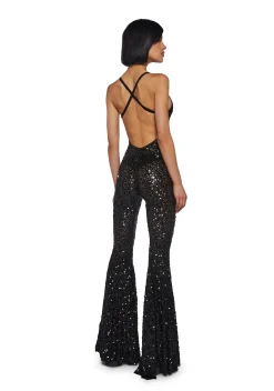 Club Exx Jumpsuits & Rompers|Plus*Sparkle Nights Sequin Jumpsuit- Black