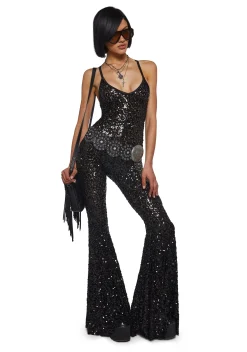 Club Exx Jumpsuits & Rompers|Plus*Sparkle Nights Sequin Jumpsuit- Black
