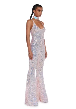 Club Exx Jumpsuits & Rompers|Plus*Sparkle Nights Sequin Jumpsuit- Metallic