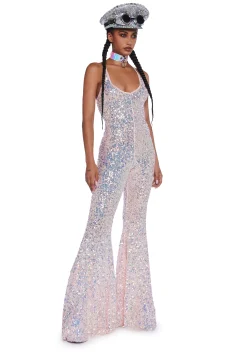 Club Exx Jumpsuits & Rompers|Plus*Sparkle Nights Sequin Jumpsuit- Metallic