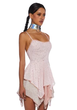 Club Exx Dresses*Sparkled Myths Handkerchief Dress - Pink