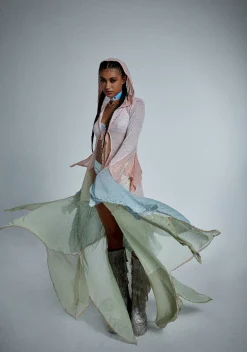 Club Exx Outerwear|Plus*Sparkled Myths Hooded Duster