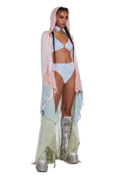 Club Exx Outerwear|Plus*Sparkled Myths Hooded Duster