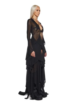 Club Exx Outerwear|Plus*Sparkled Myths Hooded Duster - Black