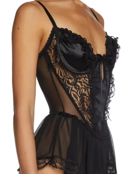 Sugar Thrillz Lingerie*Spoiled But Not Rotten Lace Teddy - Black