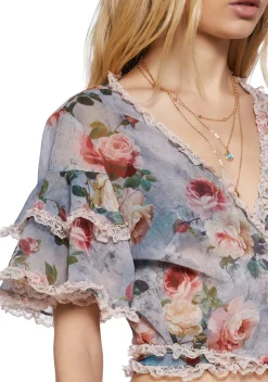 Current Mood Tops*Springtime Seductions Ruffled Blouse