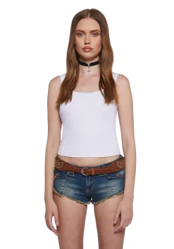 x_Fame Accessories Belts & Harnesses*Star Stud Leather Belt - Brown