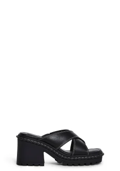 dELiA*s by Dolls Kill Sandals*Star Worthy Cross Strap Slides - Black