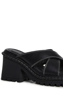dELiA*s by Dolls Kill Sandals*Star Worthy Cross Strap Slides - Black