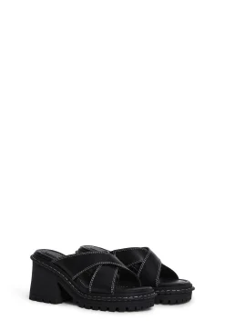 dELiA*s by Dolls Kill Sandals*Star Worthy Cross Strap Slides - Black