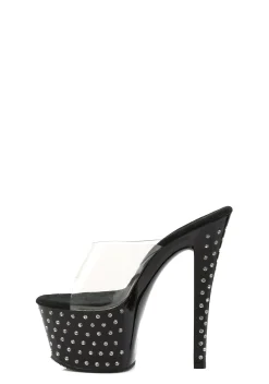 Pleaser Heels|Sandals*Stardust-701 Rhinestone Studded Platform Slides