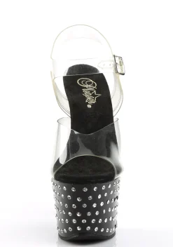 Pleaser Sandals*Stardust-708 Strap Sandals - Black
