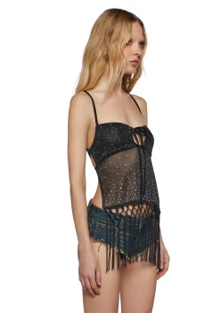 Club Exx Tops|Plus*Starry Nites Fringe Tank