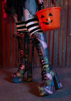 Trickz N' Treatz Boots|Platforms*Stitched-Up Style Platform Boots