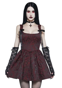 Widow Dresses|Mini Dresses*Sultry Sins Brocade Mini Dress - Red