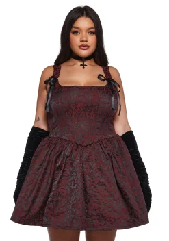 Widow Dresses|Mini Dresses*Sultry Sins Brocade Mini Dress - Red