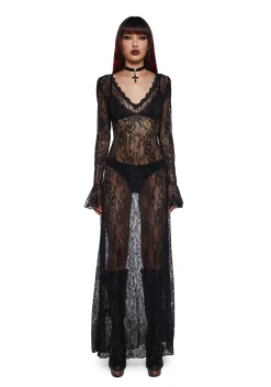 Widow Dresses|Plus*Sumptuous Shadows Lace Maxi Dress
