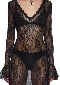 Widow Dresses|Plus*Sumptuous Shadows Lace Maxi Dress