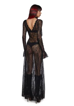 Widow Dresses|Plus*Sumptuous Shadows Lace Maxi Dress