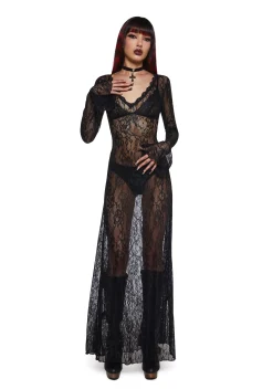 Widow Dresses|Plus*Sumptuous Shadows Lace Maxi Dress