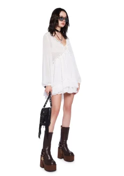 Current Mood Dresses*Sunset Chaser Babydoll Dress - Off White