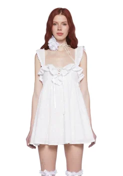 Sugar Thrillz Dresses*Sunset Stroll Babydoll Dress - White