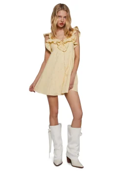 Sugar Thrillz Dresses|Plus*Sunset Stroll Babydoll Dress - Yellow