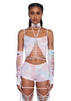 Club Exx Matching Sets*Sunset Trippy Top And Gloves Set - Pink