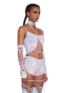 Club Exx Matching Sets*Sunset Trippy Top And Gloves Set - Pink
