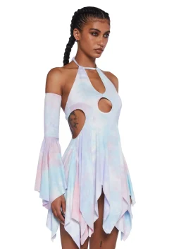 Club Exx Dresses*Surreal Mirage Handkerchief Dress - Pink/Purple