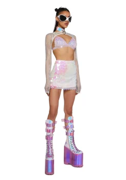 Club Exx Bottoms|Skirts*Sweet Bubble Blizzard Sequin Skirt