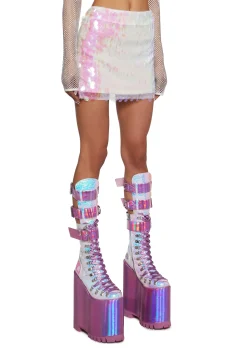 Club Exx Bottoms|Skirts*Sweet Bubble Blizzard Sequin Skirt